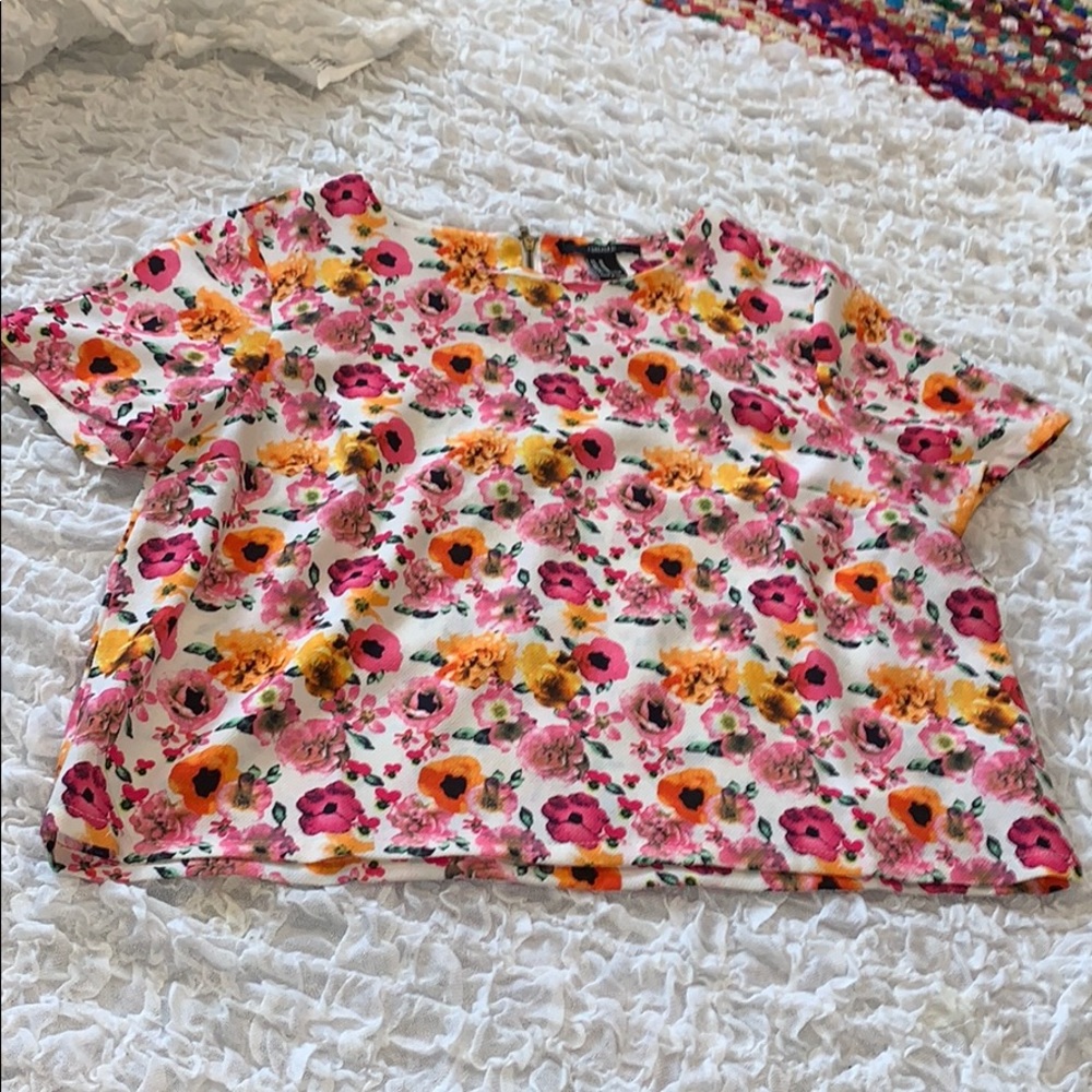 Orange and floral crop top